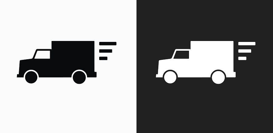 900x438 Delivery Truck Icon On Black And White Vector Backgrounds