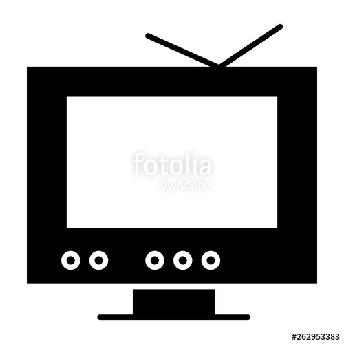 500x500 Tv Solid Icon Monitor Vector Illustration Isolated On White