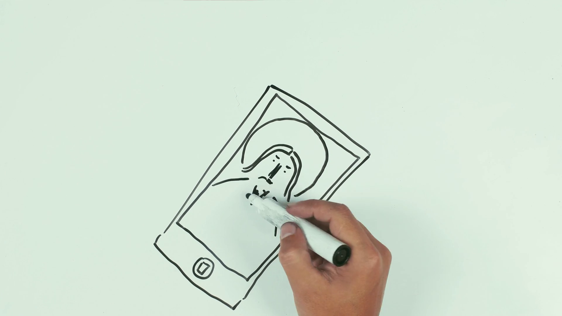 1920x1080 Man Caucasian Right Hand Speed Draw Smartphone Icon With Jesus