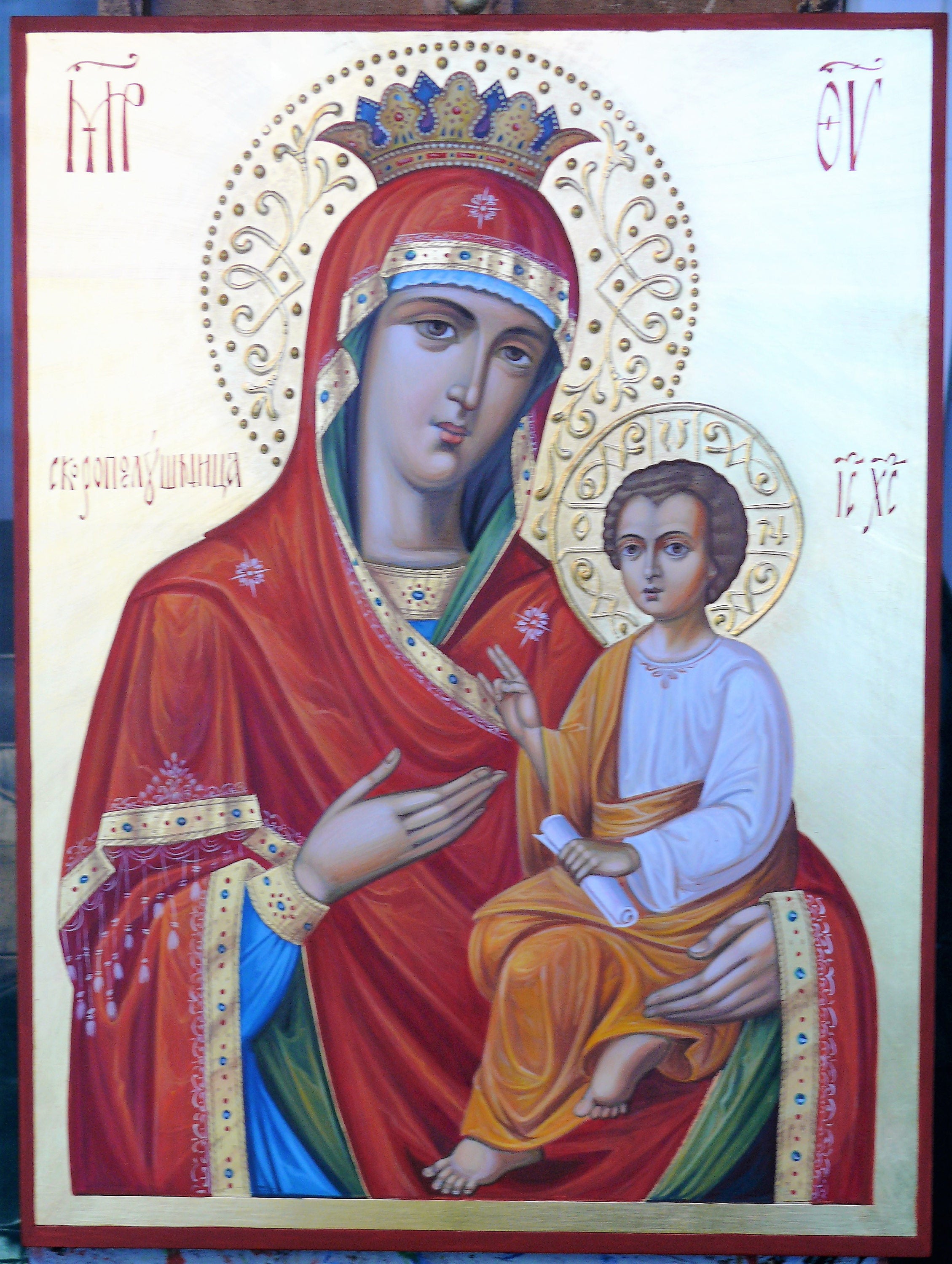 2259x3000 Our Lady Of Iveron, Hand Painted Icon Most Holy Theotokos, She
