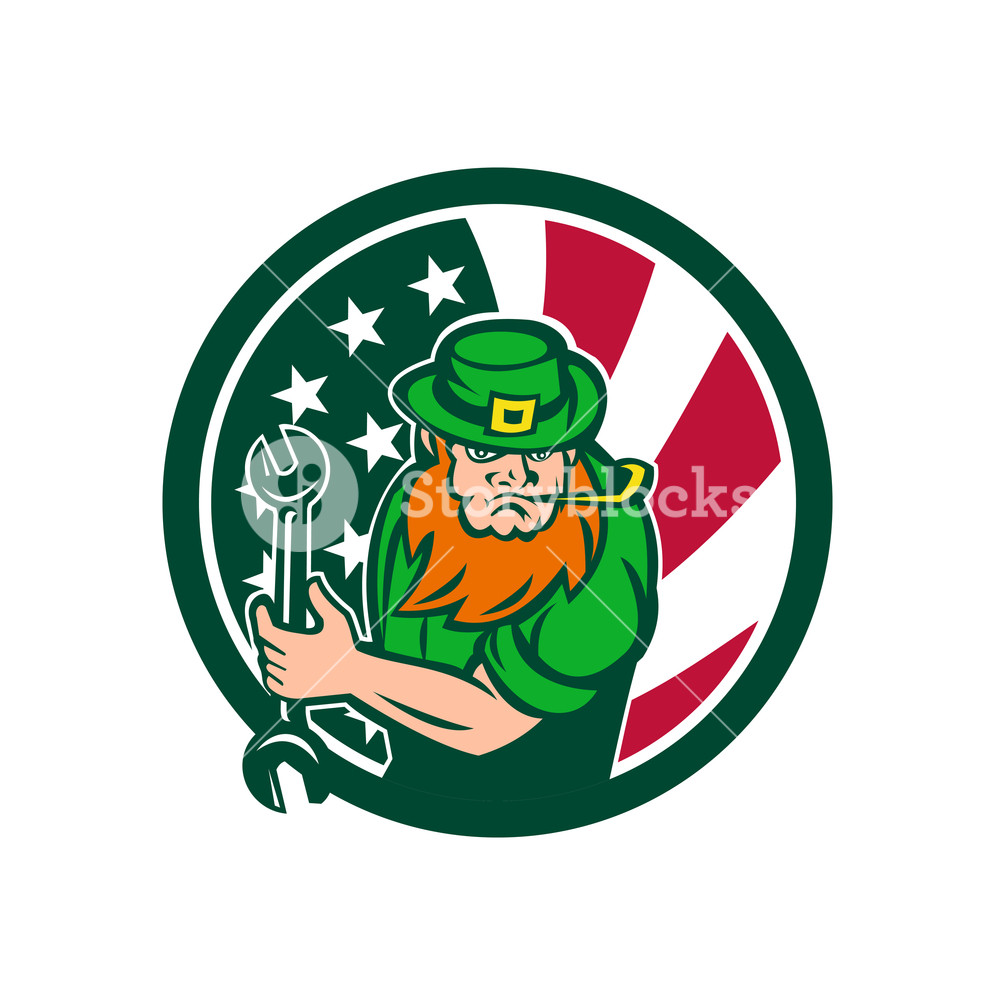 1000x1000 Icon Retro Style Illustration Of An Irish American Mechanic Who Is