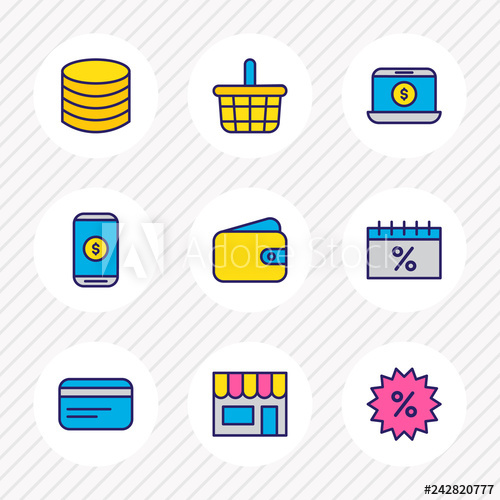 500x500 Vector Illustration Of Wholesale Icons Colored Line Editable