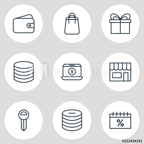 500x500 Vector Illustration Of Wholesale Icons Line Style Editable Set