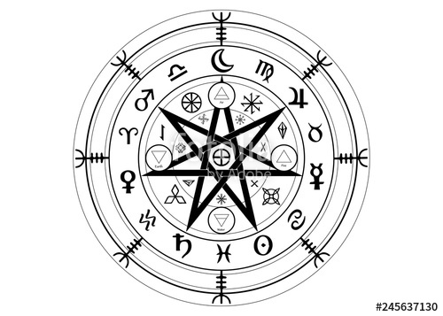 500x357 Wiccan Symbol Of Protection Set Of Mandala Witches Runes, Mystic