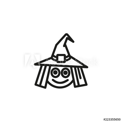 500x500 Face Of Witch Line Icon Hat, Cap, Wicked Evil Concept Vector