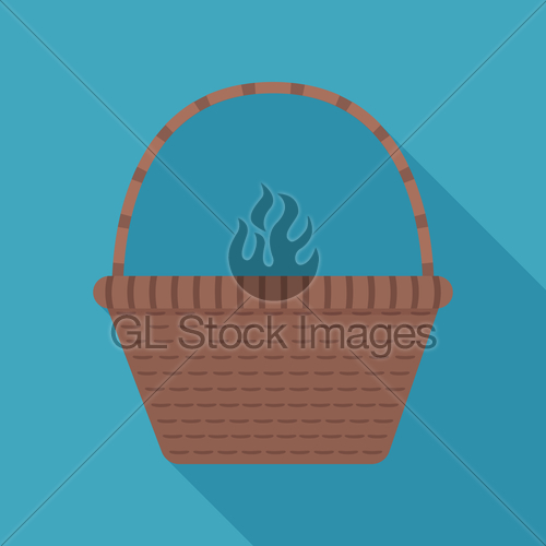 500x500 Wicker Basket Icon In Flat Long Shadow Design Gl Stock Images