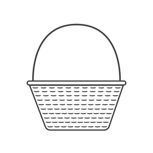 300x300 Wicker Basket Icon In Black Flat Outline Design Royalty Free
