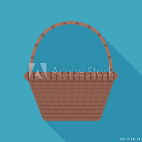500x500 Wicker Basket Icon In Flat Long Shadow Design