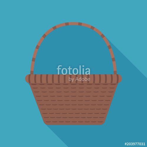 500x500 Wicker Basket Icon In Flat Long Shadow Design Stock Image