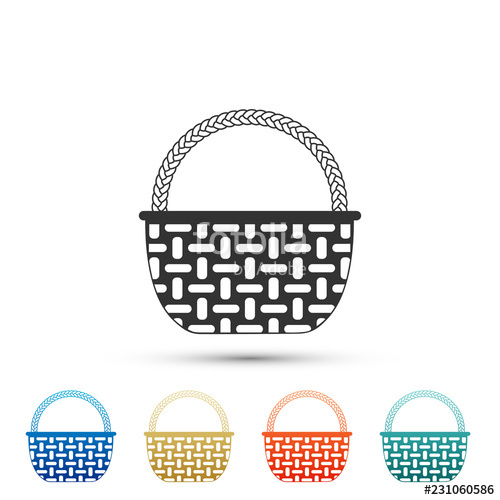 500x500 Wicker Basket Icon Isolated On White Background Set Elements