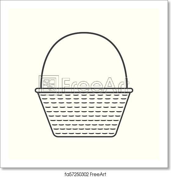 561x581 Free Art Print Of Wicker Basket Icon In Black Flat Outline Design