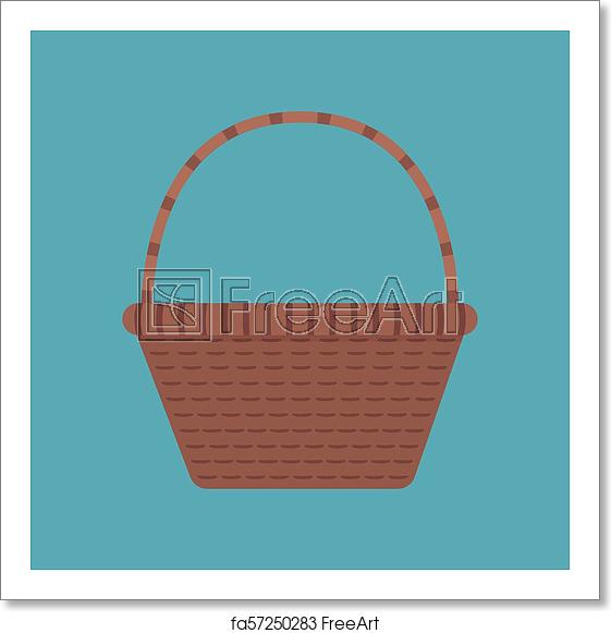 561x581 Free Art Print Of Wicker Basket Icon In Flat Long Shadow Design