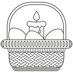 250x250 Line Art Black And White Easter Egg Candle Wicker Basket Icon