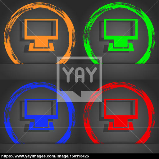 512x512 Computer Widescreen Monitor Sign Icon Fashionable Modern Style