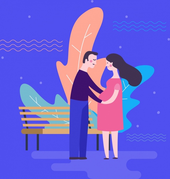 570x600 Pregnant Time Drawing Husband Wife Icon Cartoon Characters Free