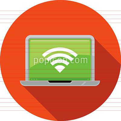 400x400 Laptop Computer With Wifi Signal Icon On Background