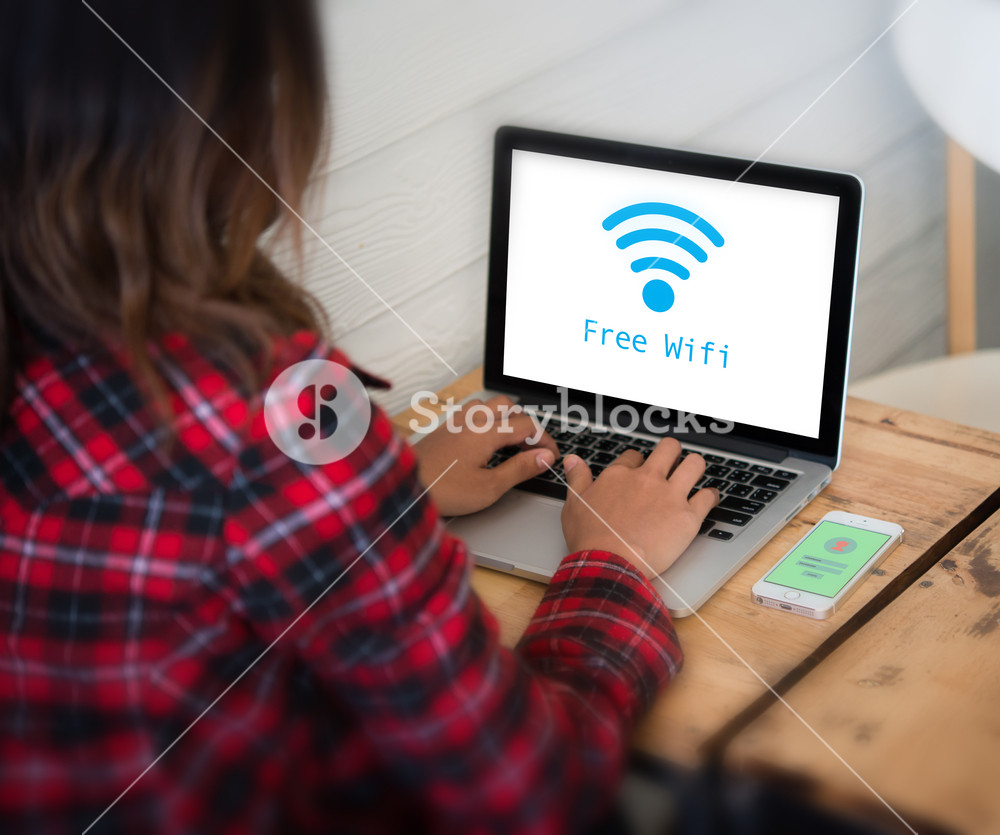 1000x835 Wifi Icon On Laptop Screen, Connecting Network Royalty Free Stock