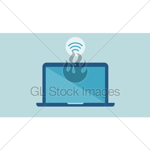 500x500 Flat Laptop Design With Internet Wifi Icon Gl