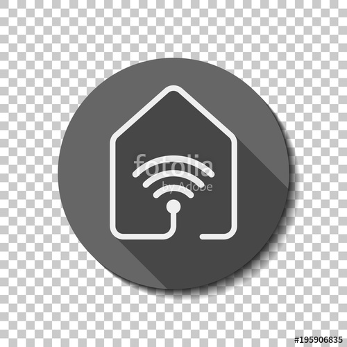 500x500 House With Wifi Icon Line Style White Flat Icon With Long Shadow