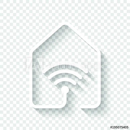 500x500 House With Wifi Icon Line Style White Icon With Shadow