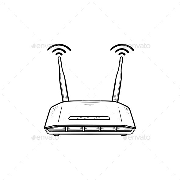 590x590 Wifi Router Hand Drawn Outline Doodle Icon