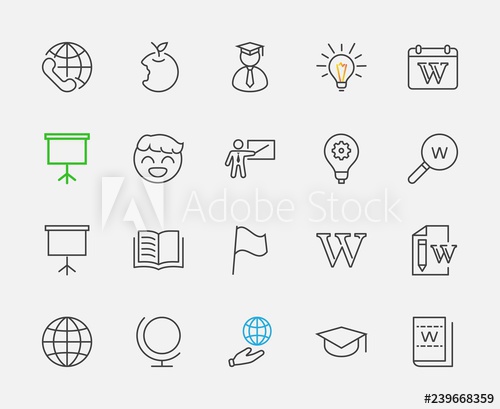 500x409 Wikipedia's Birthday Set Line Vector Icon Contains Such Icons As