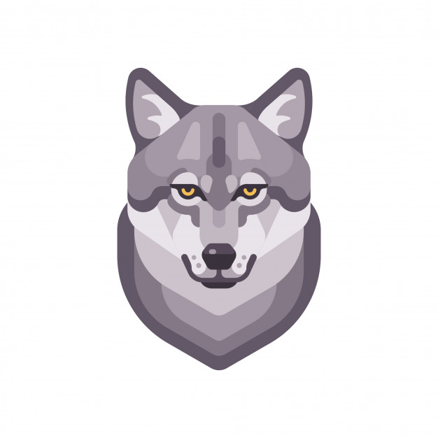 626x626 Wolf Head Flat Illustration Wild Animal Face Icon Vector