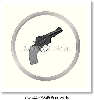 362x382 Revolver Icon Monochrome Singe Western Icon From The Wild West
