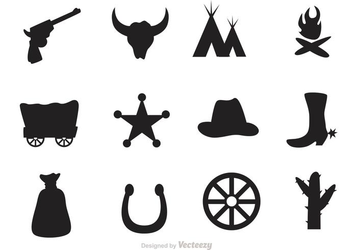 700x490 Silhouette Wild West Icons Vector