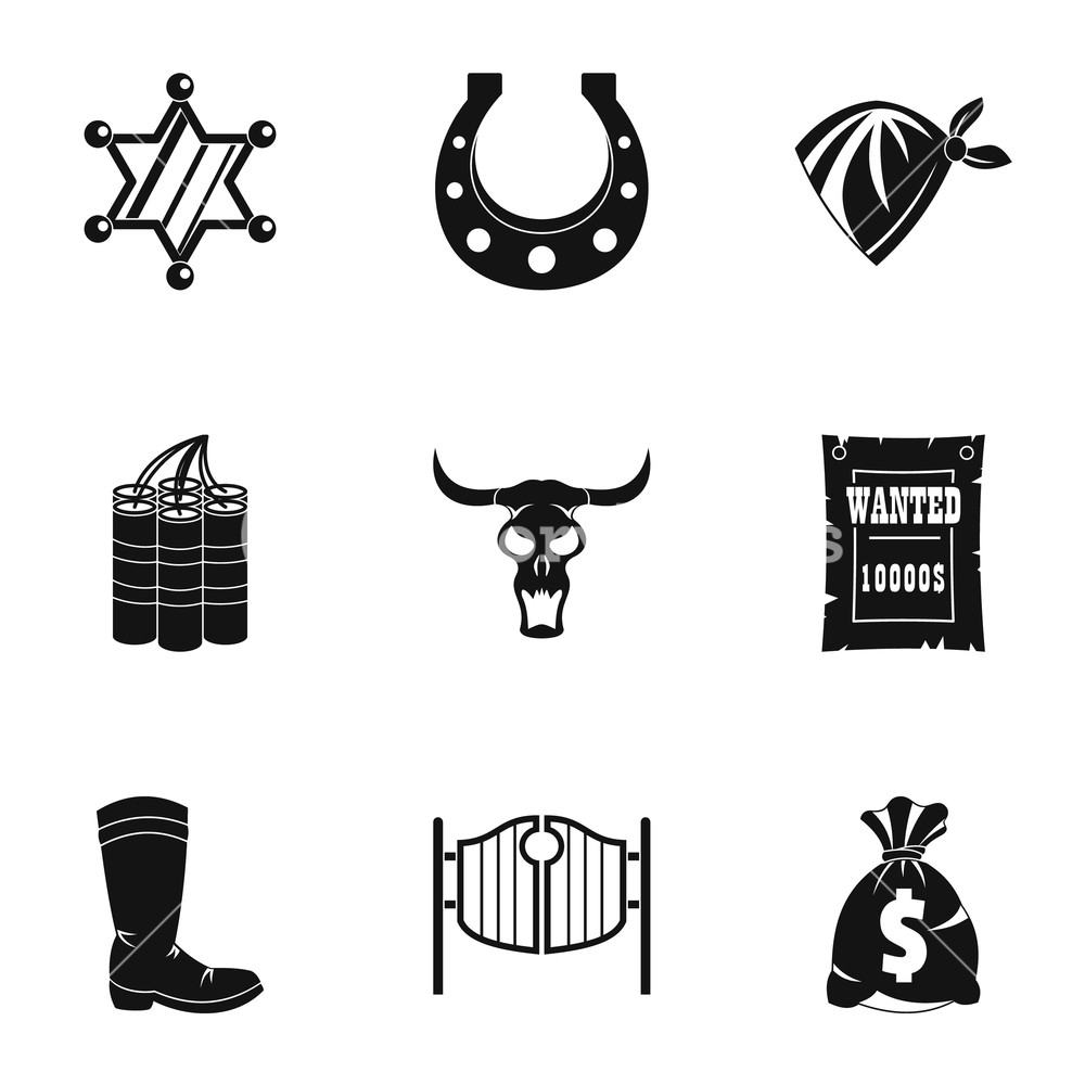 1000x1000 American Wild West Icon Set Simple Set Of American Wild West