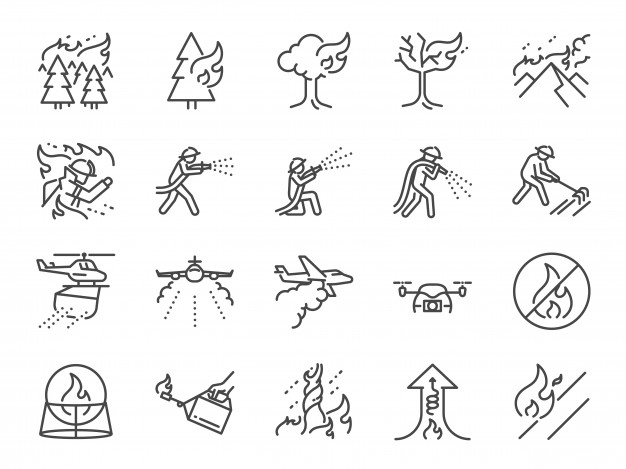 626x469 Wildfire Line Icon Set Vector Premium Download