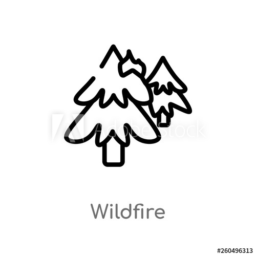 500x500 Outline Wildfire Vector Icon Isolated Black Simple Line Element