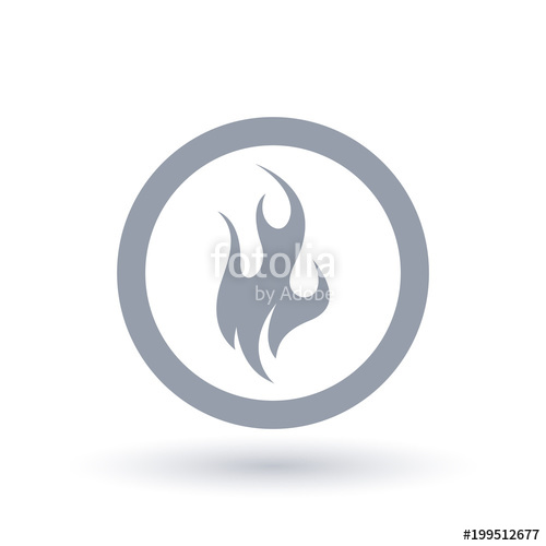 500x500 Fire Icon In Circle Outline Blazing Flame Symbol Danger Wildfire