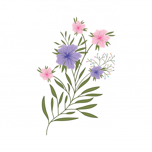 626x626 Beautiful Flower With Leafs Isolated Icon Vector Premium Download
