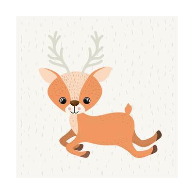 400x400 Reindeer Cute Wildlife Icon Vector Isolated Graphic Art Print