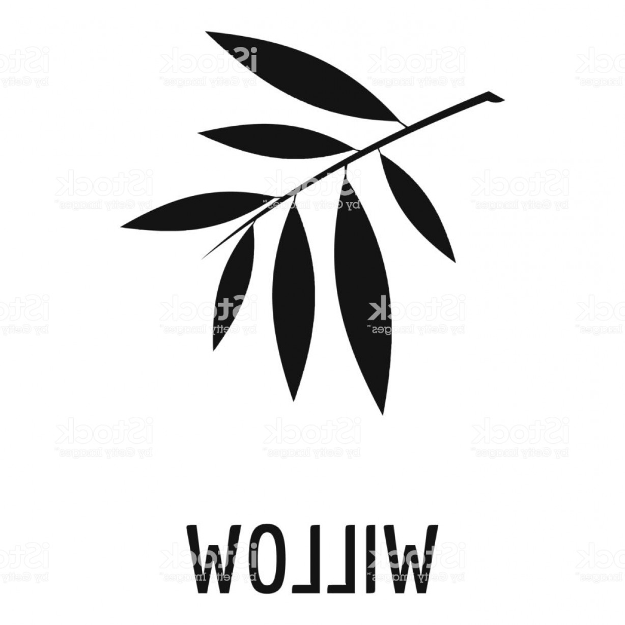 1228x1228 Willow Leaf Icon Simple Black Style Gm Wallkeeper