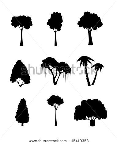 382x470 Vector Blue Signs Vector Illustration Of Tree Silhouettes Tree