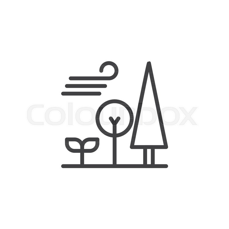 800x800 Forest Trees And Blowing Wind Outline Stock Vector Colourbox
