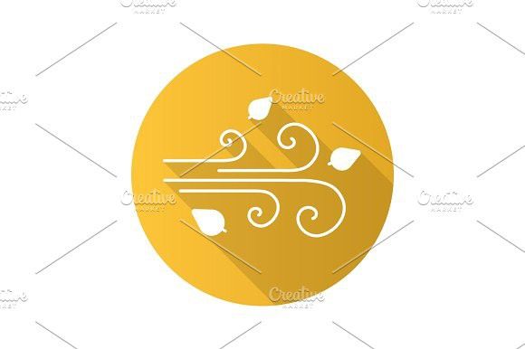 580x386 Wind Blowing Flat Design Long Shadow Glyph Icon Fall Icons