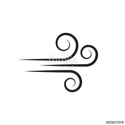 500x500 Wind Blowing Vector Icon Isolated On White Background Simple Flat