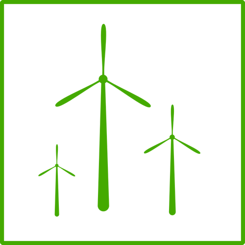500x500 Vector Image Of Eco Green Wind Energy Icon With Thin Border
