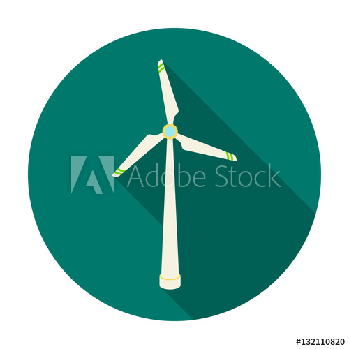 500x500 Wind Energy Turbine Icon In Flat Style Isolated On White
