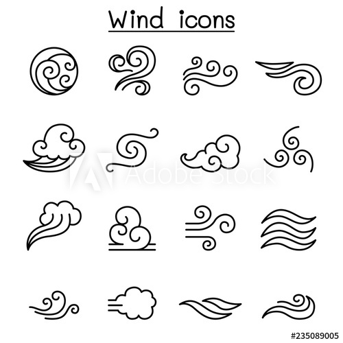 500x500 Wind Icon Set In Thin Line Style