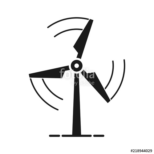 500x500 Simple, Flat, Black Silhouette Icon Of Wind Power Isolated