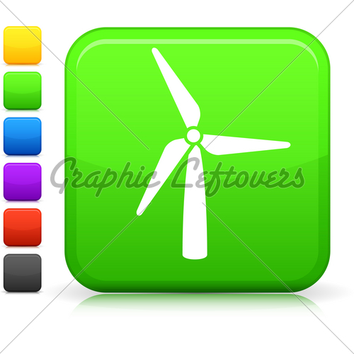 500x500 Green Wind Power Icon On Square Internet Button Gl Stock Images