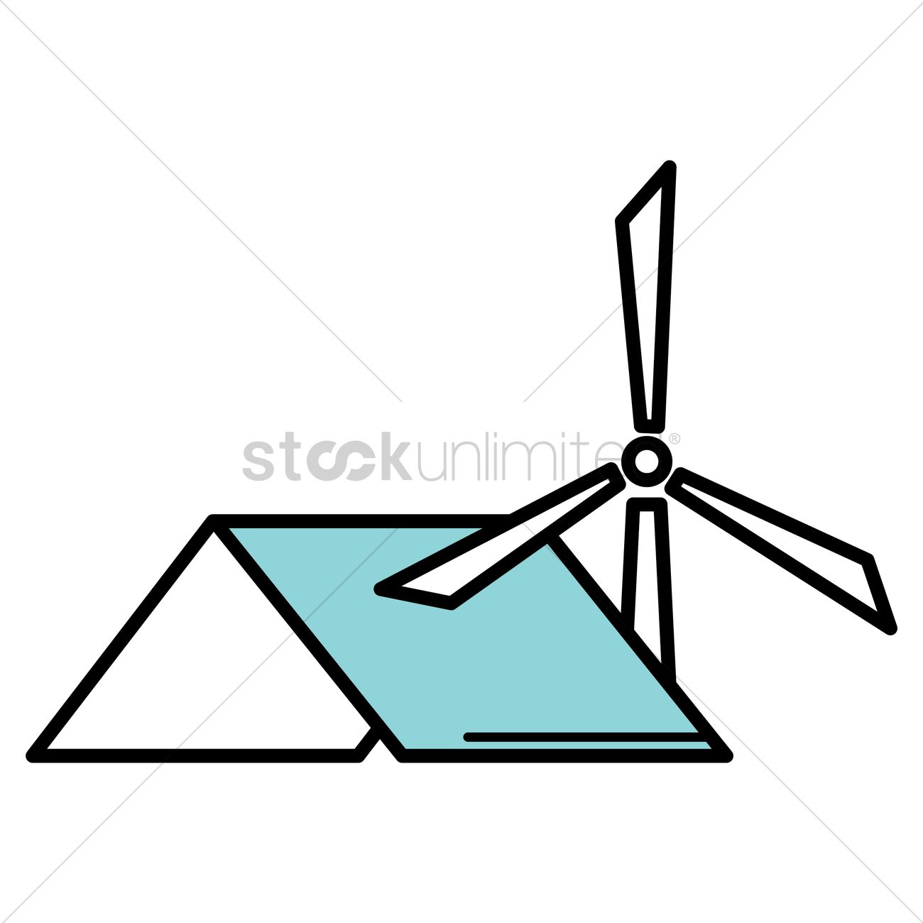 1300x1300 Tent With Wind Turbine Icon Vector Image
