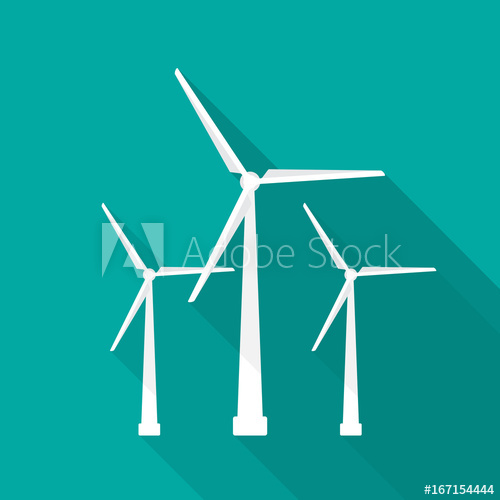 500x500 Wind Turbine Icon With Long Shadow Flat Design Style Windmill