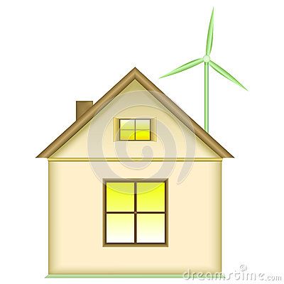400x400 House And Wind Turbine Icon, Isolated On White Background