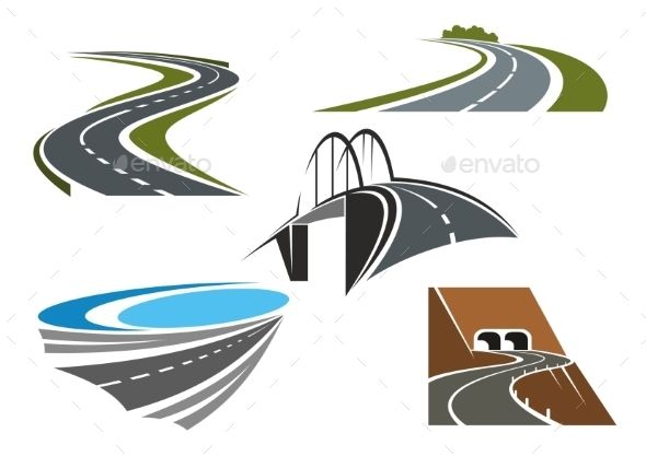 Road Bridge, Winding Highways With Green Roadsides And Mountain 590x417 Road Bridge, Winding Highways With Green Roadsides And Mountain