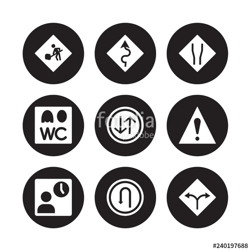 Vector Icon Set Working, Winding Road, Waiting, Warning, Way 500x500 Vector Icon Set Working, Winding Road, Waiting, Warning, Way